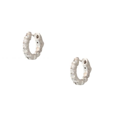 14k White Gold 0.55ctw 5 Diamond Tiny Huggie Hoop Earrings  