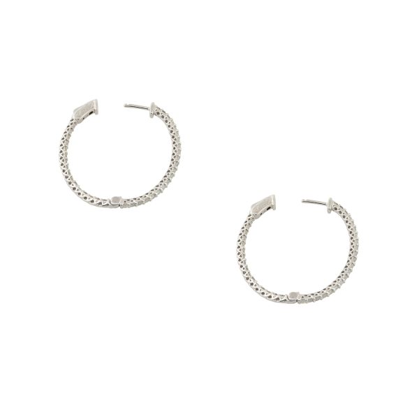 14k White Gold 2.12ctw Diamond Inside-Out Oval Hoop Earrings