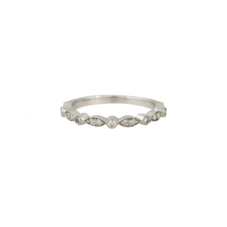 14k White Gold 0.22ctw Diamond Scallop Stackable Ring