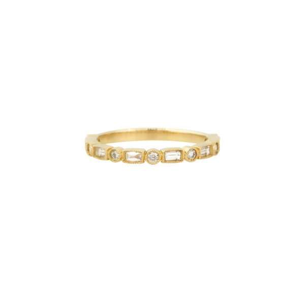 14k Yellow Gold 0.29ctw Baguette and Round Cut Diamond Stackable Ring