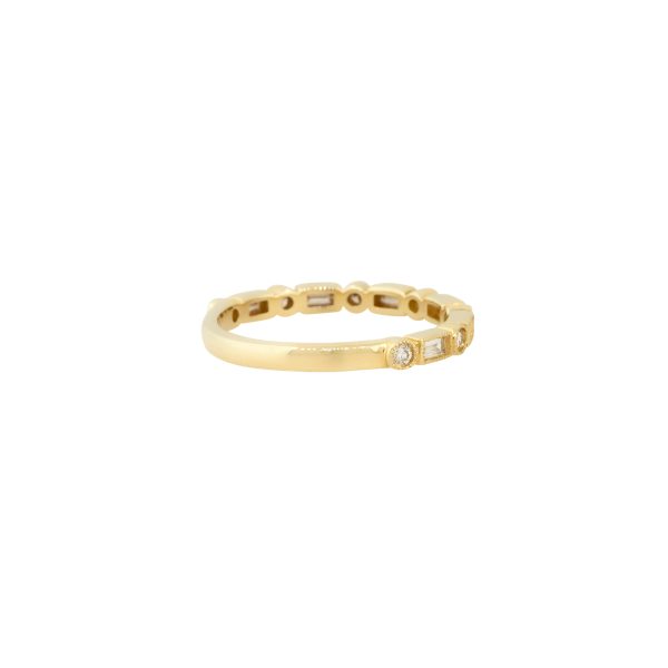 14k Yellow Gold 0.29ctw Baguette and Round Cut Diamond Stackable Ring