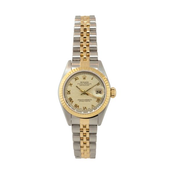 Rolex 69173 Datejust Two-Tone Pyramid Dial Fluted Bezel Ladies Watch
