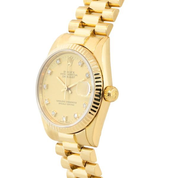 Rolex 68278G Datejust 18k Yellow Gold Champagne Diamond Dial Watch