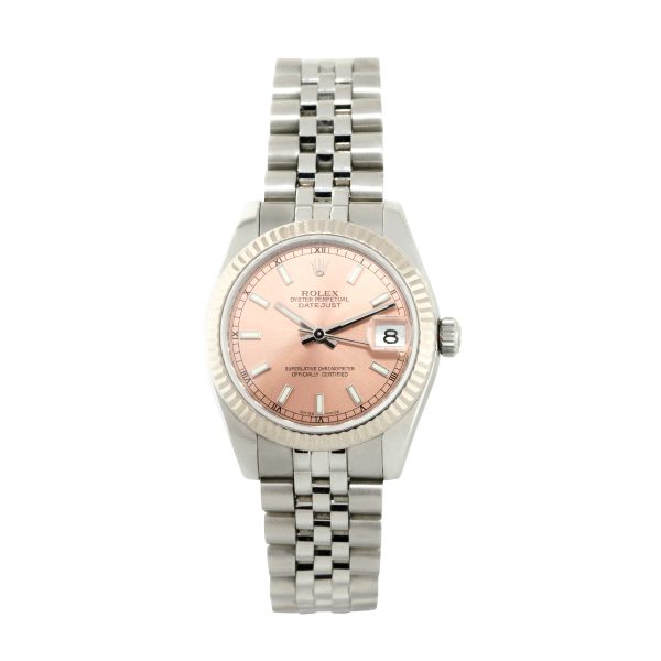 Rolex 178274 Datejust Stainless Steel Salmon Dial Fluted Bezel Watch