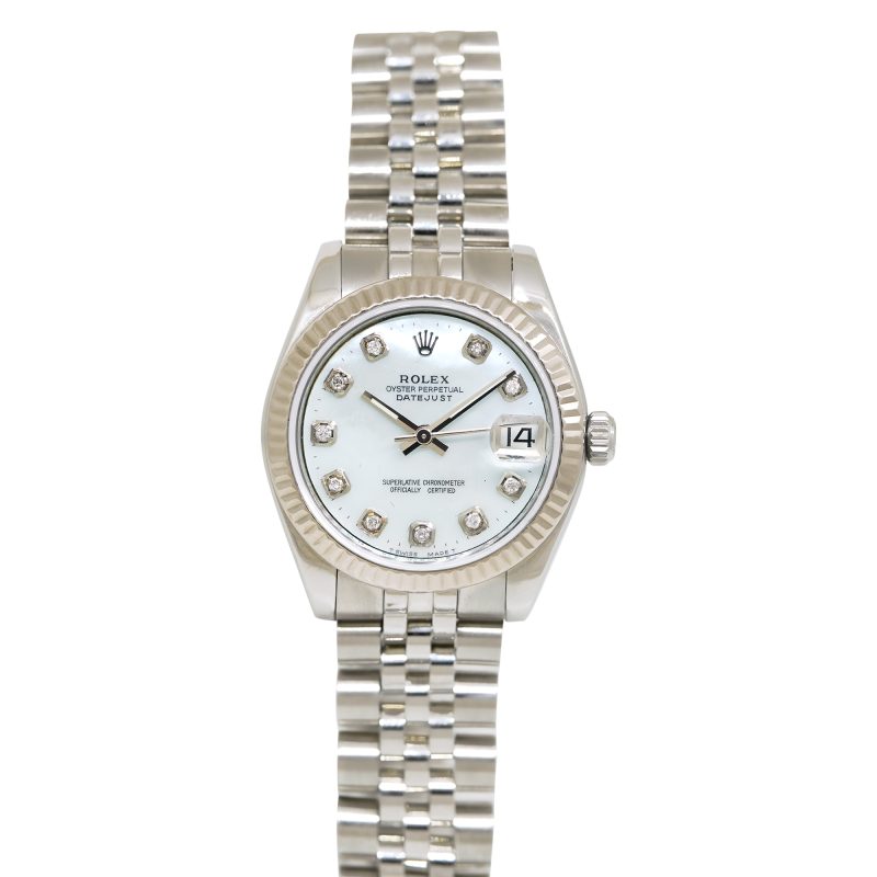 Rolex 178274 Datejust Mother of Pearl Diamond Dial Fluted Bezel 31mm Watch