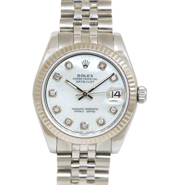 Rolex 178274 Datejust Mother of Pearl Diamond Dial Fluted Bezel 31mm Watch