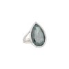 14k White Gold 25.91ctw Blue Green Pear Shaped Diamond Halo Ring