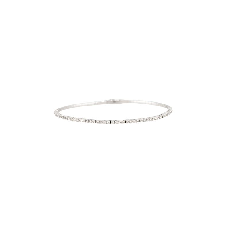 14k White Gold 0.95ctw Flexible Diamond Stackable Bangle Bracelet
