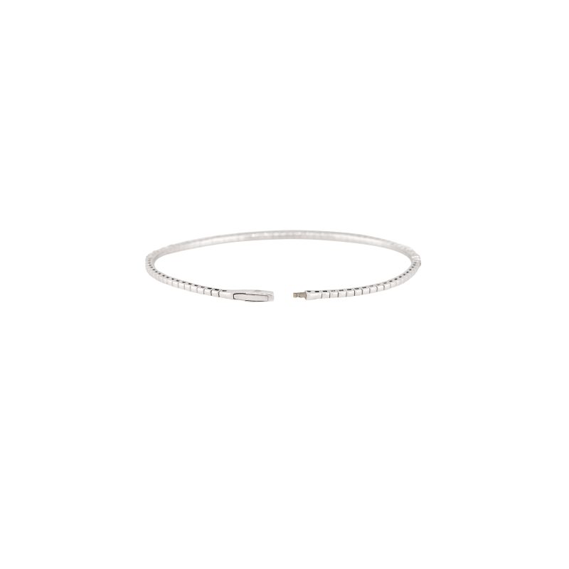 14k White Gold 0.95ctw Flexible Diamond Stackable Bangle Bracelet