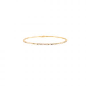 14k Yellow Gold 0.95ctw Flexible Diamond Stackable Bangle Bracelet