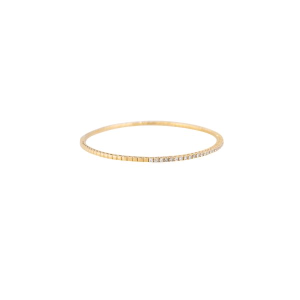 14k Yellow Gold 0.95ctw Flexible Diamond Stackable Bangle Bracelet