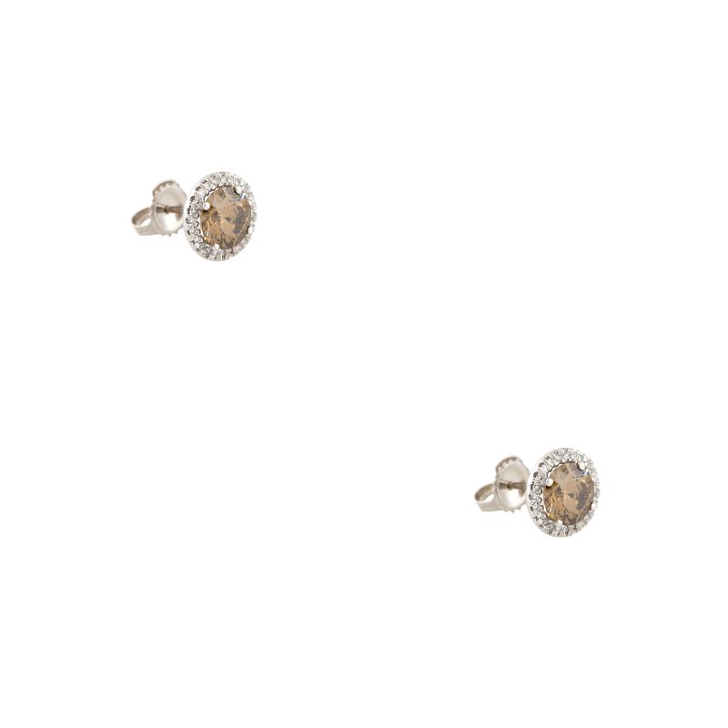 14k White Gold 2.58ctw Brown Diamond Stud Earrings