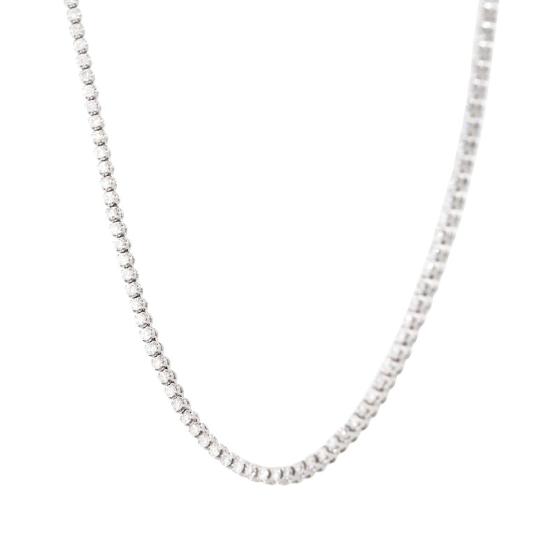 14k White Gold 8.14ctw Diamond Tennis Necklace