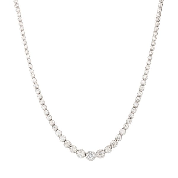 18k White Gold 7.85ctw Graduated Diamond Tennis Necklace
