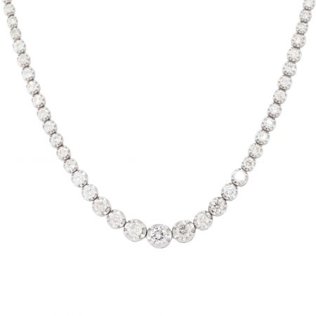 18k White Gold 7.85ctw Graduated Diamond Tennis Necklace