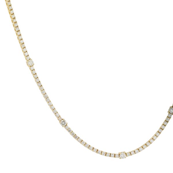 14k Yellow Gold 7.20ctw Diamond Tennis Diamond Station Necklace