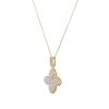 14k Yellow Gold 0.48ctw Diamond 4 Leaf Flower Pendant Necklace