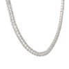 18k White Gold 16.64ctw Baguette and Round Brilliant Diamond 3 Row Tennis Necklace