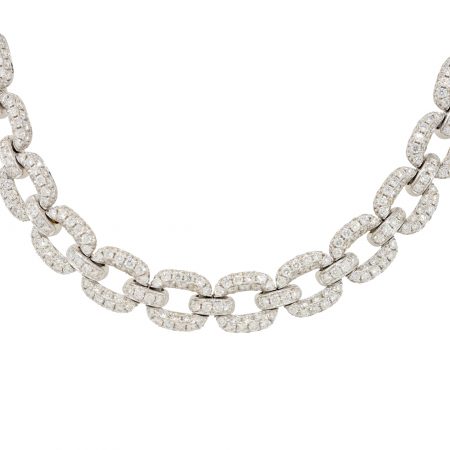 18k White and Yellow Gold 27.65ctw Pave Diamond Link Necklace