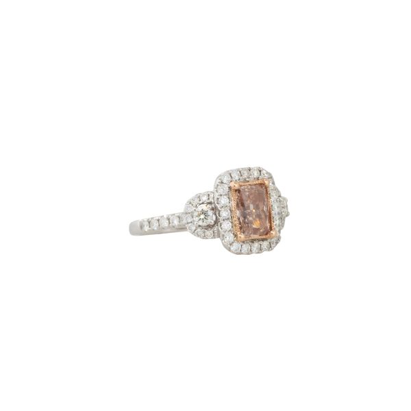 GIA Certified 18k White Gold 2.0ctw Fancy Brown-Pink Diamond Halo Ring