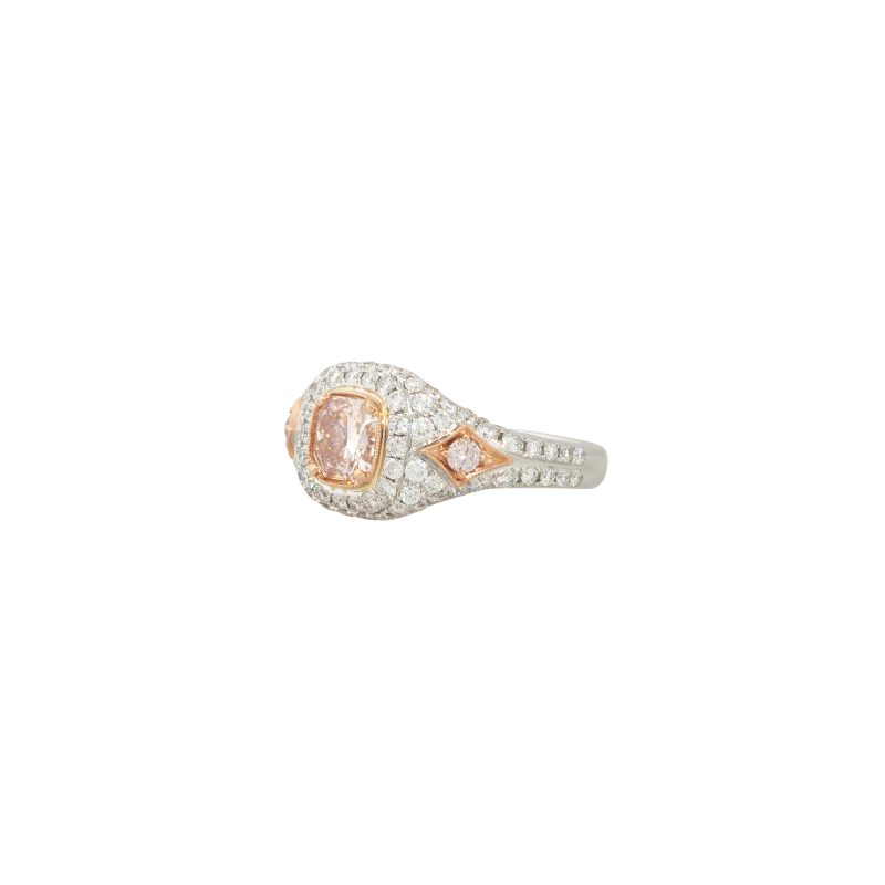 GIA Certified 18k White Gold 1.01ctw Fancy Light Pink-Brown Diamond Ring