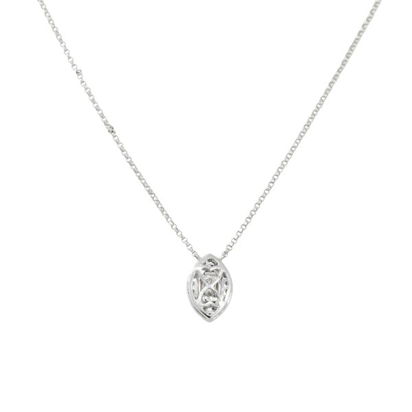 18k White Gold 0.47ctw Diamond Mosaic Pear Shaped Pendant Necklace