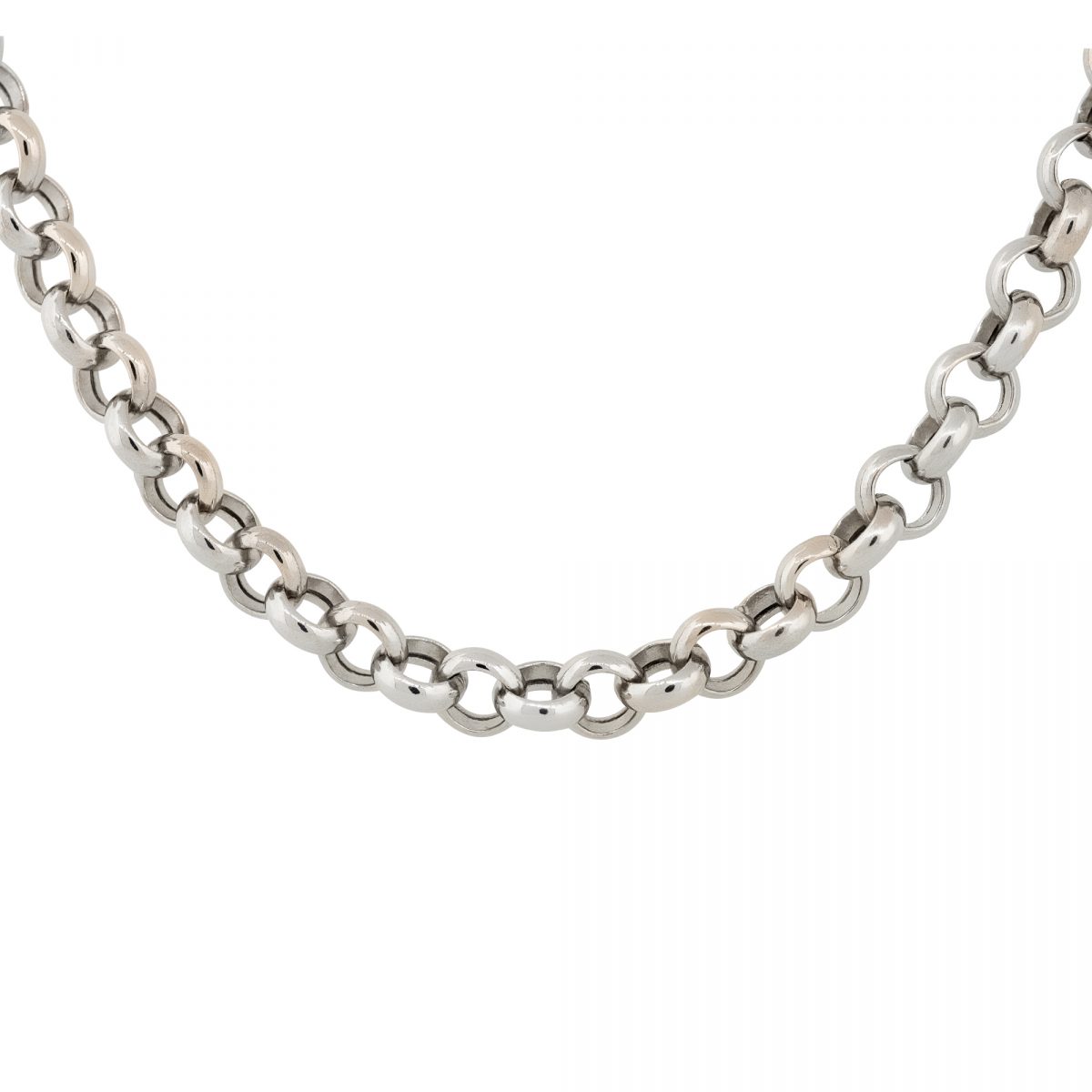 14k White Gold 19″ Men’s 6mm Round Rolo Link Chain – Raymond Lee Jewelers