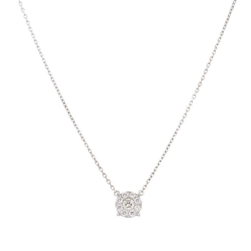 18k White Gold 0.64ctw Diamond Cluster Necklace