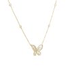 14k Yellow Gold 0.65ctw Diamond Butterfly Necklace with 4 Diamond Stations