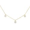 14k Yellow Gold 0.67ctw 3 Pave Diamond Pear Station Necklace