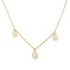 14k Yellow Gold 0.67ctw 3 Pave Diamond Pear Station Necklace