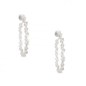 18k White Gold 8.42ctw Multi-Shape Diamond Inside Out Hoop Earrings