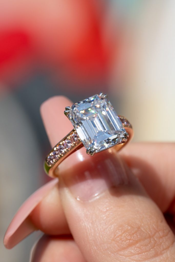 emerald-cut solitaire eternity band