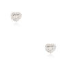 18k White Gold 1.0ctw Round Brilliant and Baguette Diamond Heart Stud Earrings
