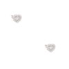 18k White Gold 1.0ctw Round Brilliant and Baguette Diamond Heart Stud Earrings