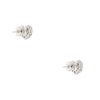 18k White Gold 1.0ctw Round Brilliant and Baguette Diamond Heart Stud Earrings
