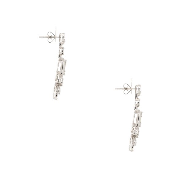 18k White Gold 5.83ctw Diamond Mosaic Drop Earrings