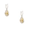 18k White and Yellow Gold 3.43ctw Pear Shaped Yellow Diamond Drop Earrings