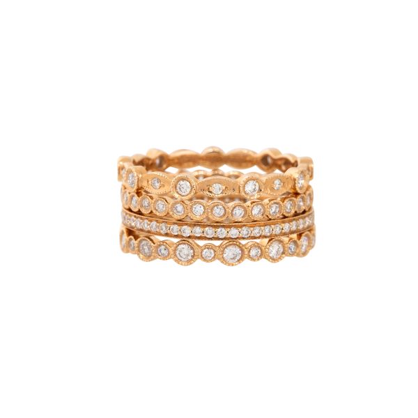 18k Rose Gold 1.16ctw Diamond Set of 4 Stackable Rings