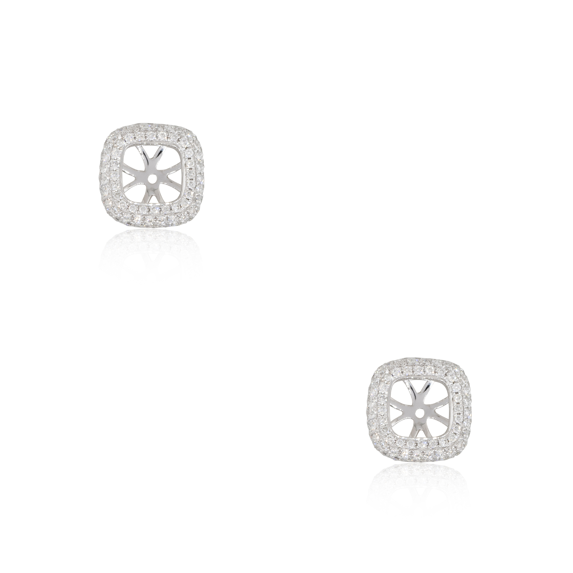 14K White Gold Diamond Earring Jackets - Center Stone Not Included - M.  Pope and Co