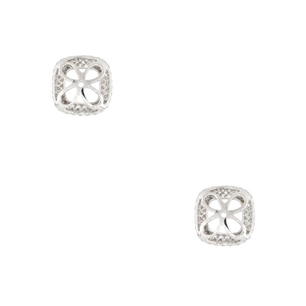 18k White Gold 0.87ctw Diamond Pave Stud Earring Jackets