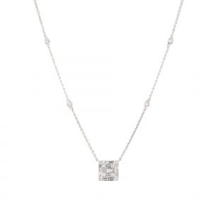 18k White Gold 0.64ctw Mosaic Diamond Station Necklace