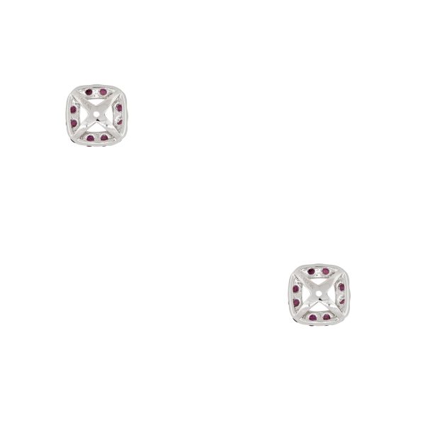 18k White Gold 1.46ctw Ruby Stud Earring Jackets