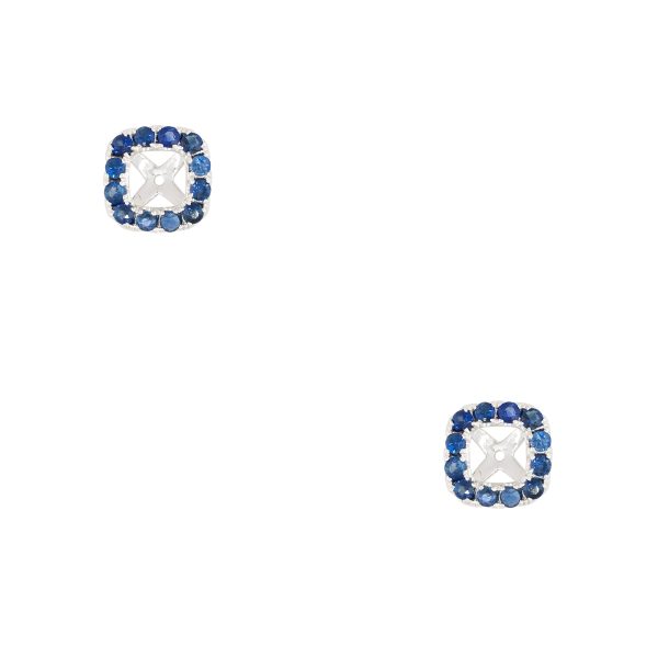 18k White Gold 1.54ctw Sapphire Stud Earring Jackets