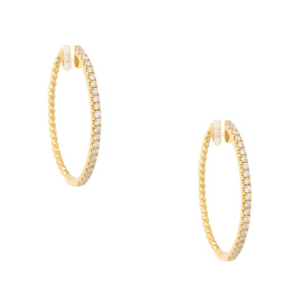 18k Yellow Gold 1.54ctw Diamond Hoop Earrings