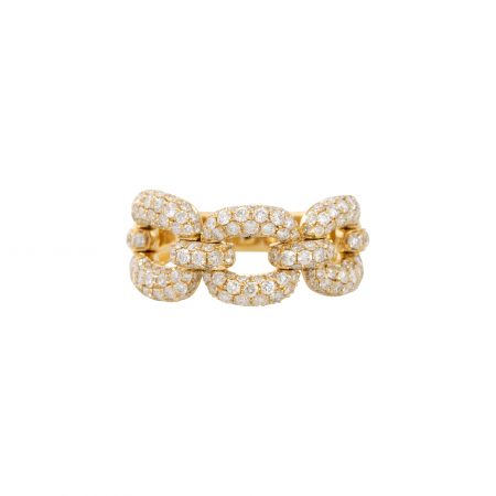 18k Yellow Gold 1.73ctw Pave Diamond Open Link Flexible Ring