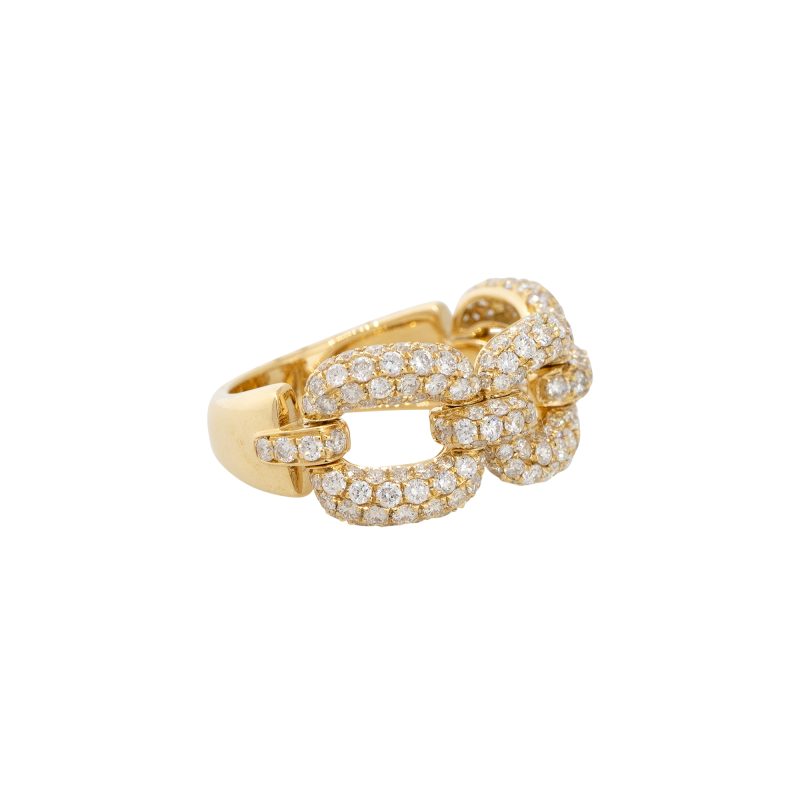 18k Yellow Gold 1.73ctw Pave Diamond Open Link Flexible Ring