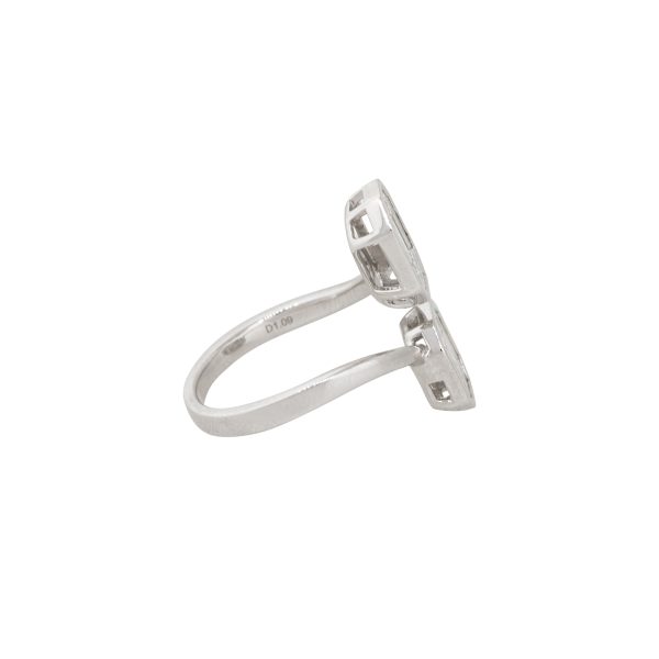 18k White Gold 1.09ctw Diamond Mosaic Open Bypass Ring