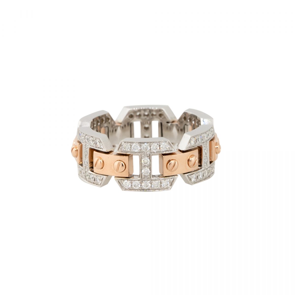 18k White and Rose Gold 0.71ctw Pave Diamond Link Band