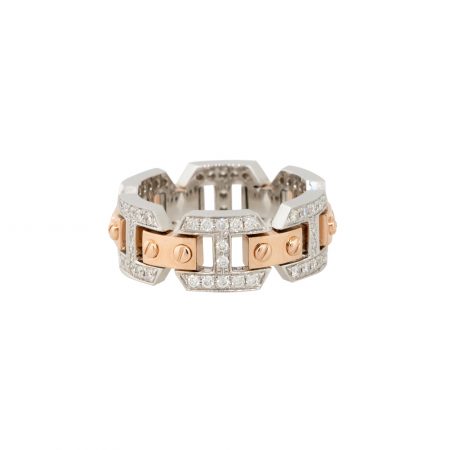 18k White and Rose Gold 0.71ctw Pave Diamond Link Band